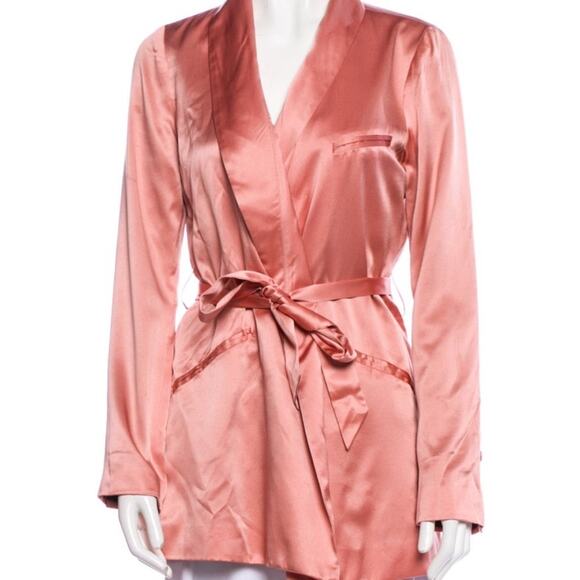 Reformation Silk Salmon Pink Blazer Satin Blazer Coat Jacket Size Small - Picture 1 of 3